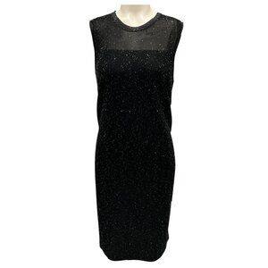 Akris Black Micro Sequined Sleeveless Knit Dress
